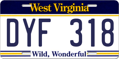 WV license plate DYF318