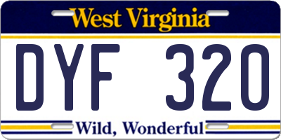 WV license plate DYF320