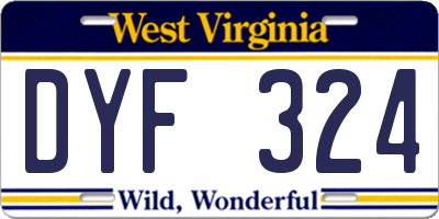 WV license plate DYF324
