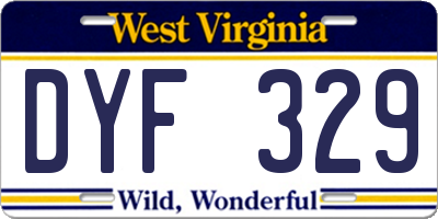 WV license plate DYF329