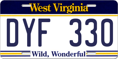 WV license plate DYF330