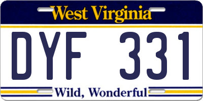 WV license plate DYF331