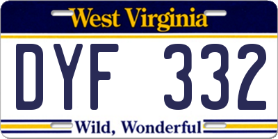 WV license plate DYF332