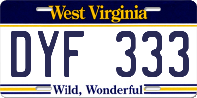 WV license plate DYF333