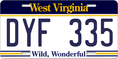 WV license plate DYF335