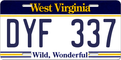 WV license plate DYF337
