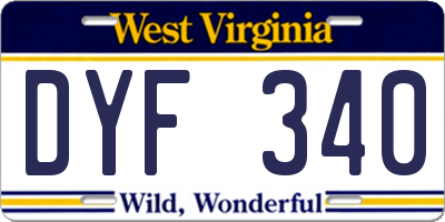 WV license plate DYF340