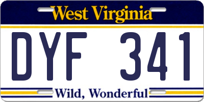 WV license plate DYF341