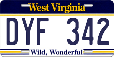 WV license plate DYF342