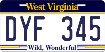WV license plate DYF345
