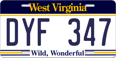 WV license plate DYF347