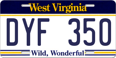 WV license plate DYF350