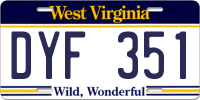 WV license plate DYF351