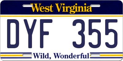 WV license plate DYF355