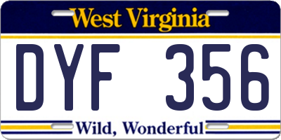 WV license plate DYF356