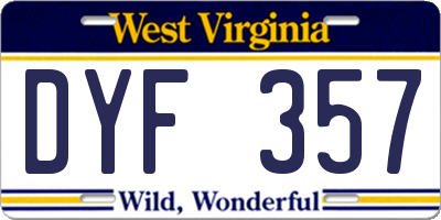 WV license plate DYF357