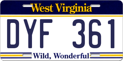 WV license plate DYF361