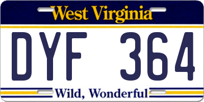 WV license plate DYF364