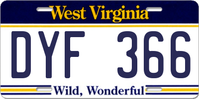 WV license plate DYF366