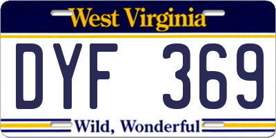 WV license plate DYF369