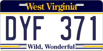 WV license plate DYF371