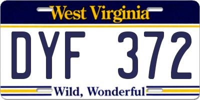 WV license plate DYF372