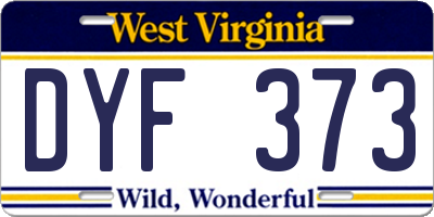 WV license plate DYF373