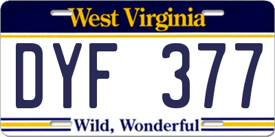 WV license plate DYF377