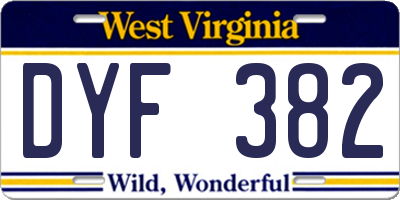 WV license plate DYF382