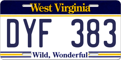 WV license plate DYF383