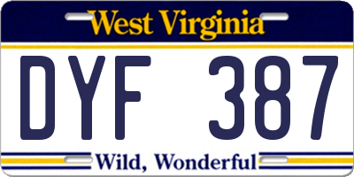 WV license plate DYF387