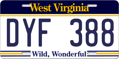 WV license plate DYF388