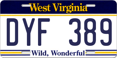 WV license plate DYF389