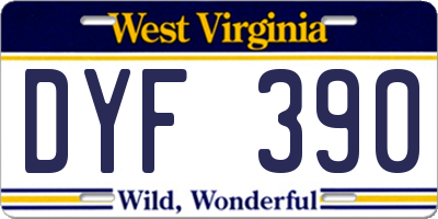 WV license plate DYF390