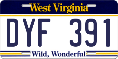 WV license plate DYF391