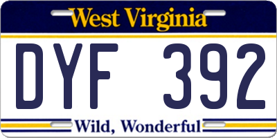 WV license plate DYF392