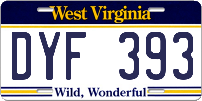 WV license plate DYF393