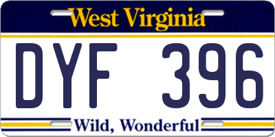 WV license plate DYF396