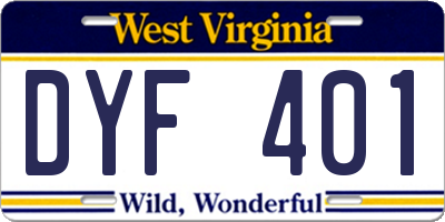 WV license plate DYF401