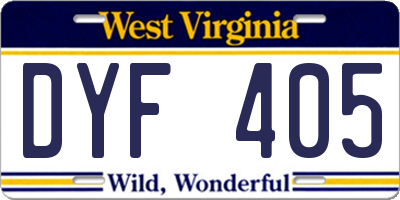 WV license plate DYF405