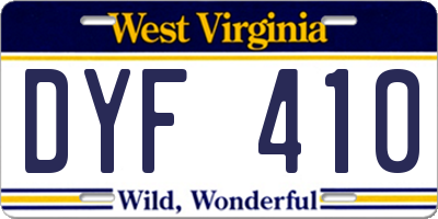 WV license plate DYF410