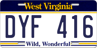 WV license plate DYF416