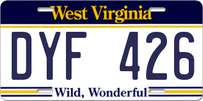 WV license plate DYF426