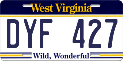 WV license plate DYF427