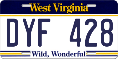 WV license plate DYF428