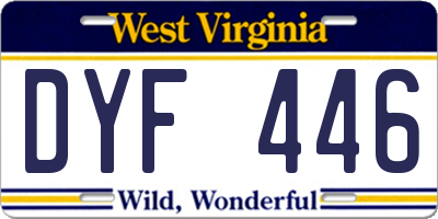 WV license plate DYF446