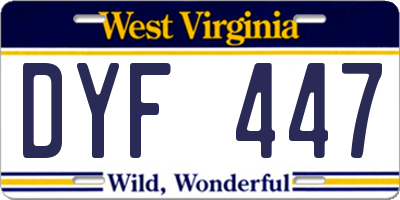WV license plate DYF447