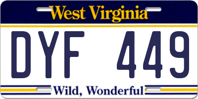 WV license plate DYF449