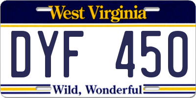 WV license plate DYF450