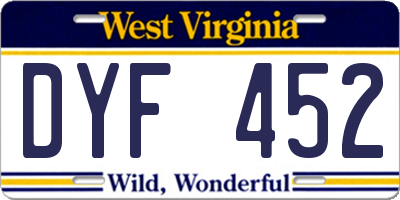 WV license plate DYF452